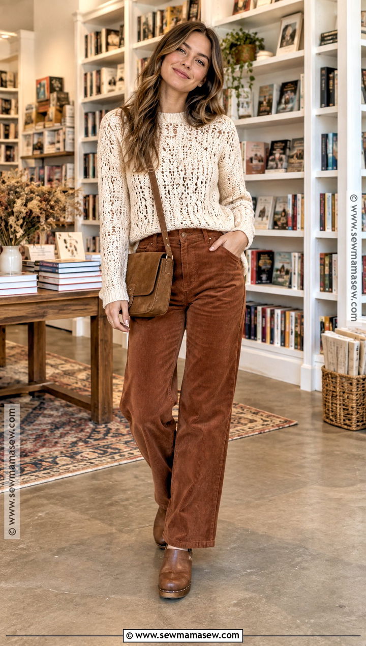 Crochet Pullover With Corduroy Pants - 15 Fall Clothes Crochet