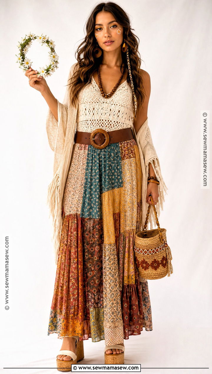 Crochet Top And Maxi Skirt Hippie Costume - 30 hippie outfits 70s costume
