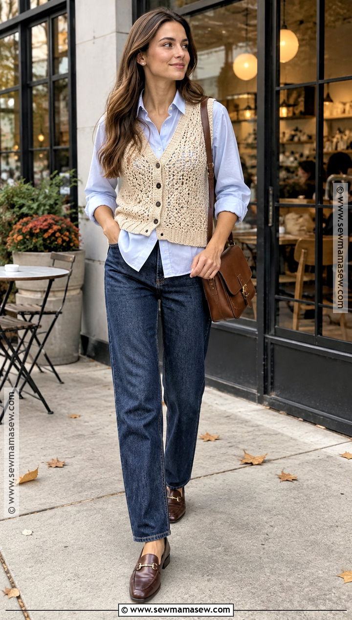 Crochet Vest Top Over Button Down Shirt - 15 Crochet Tops For Fall