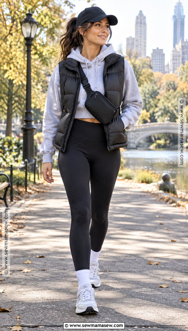 Crop Hoodie With Leggings And Sneakers - 15 crop top fall fashion ideas