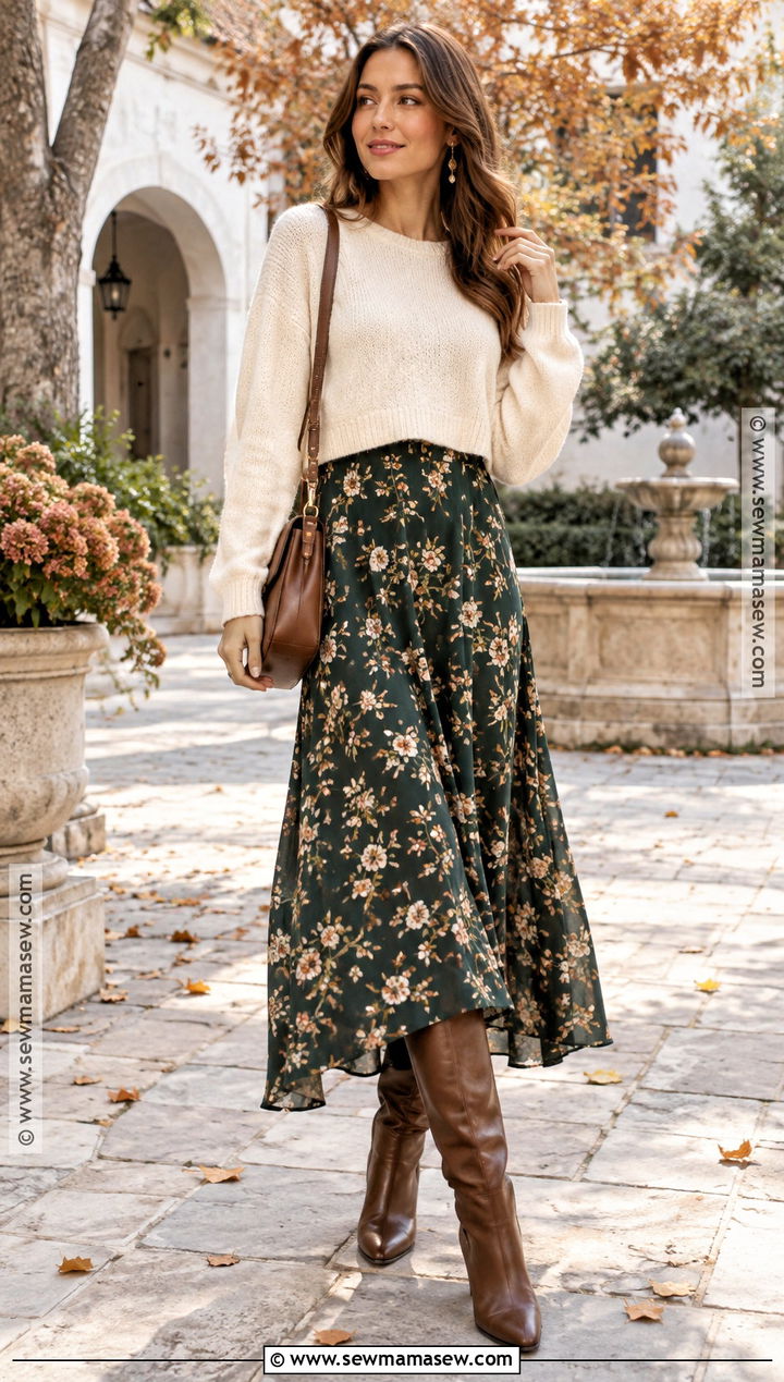 Crop Sweater Over A Maxi Dress - 15 Crop Sweater Fall Fashion Ideas