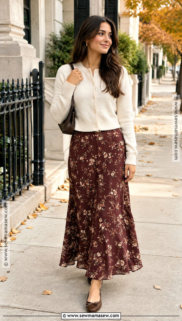 Cropped Cardigan And Maxi Skirt Fall Outfit - 25 cute outfits for fall