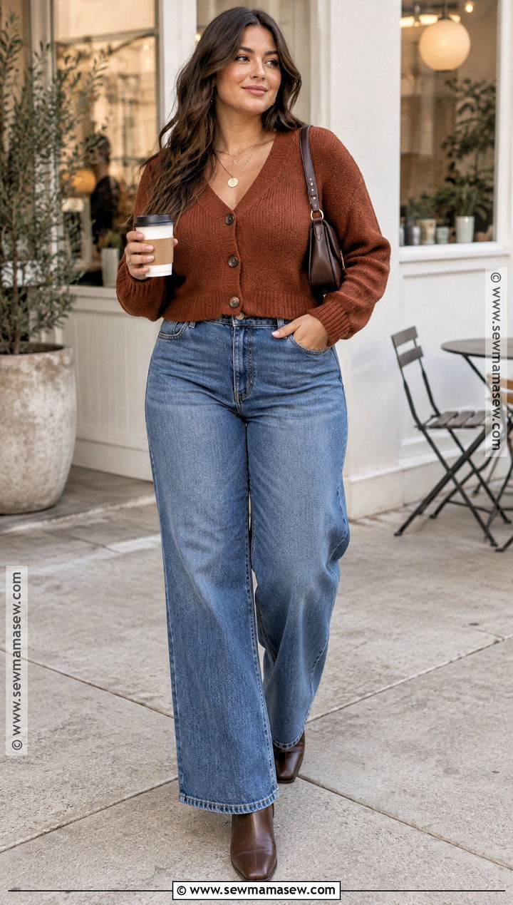 Cropped Cardigan And Wide Leg Jeans - 15 Fall Fashion Wide Leg Jeans