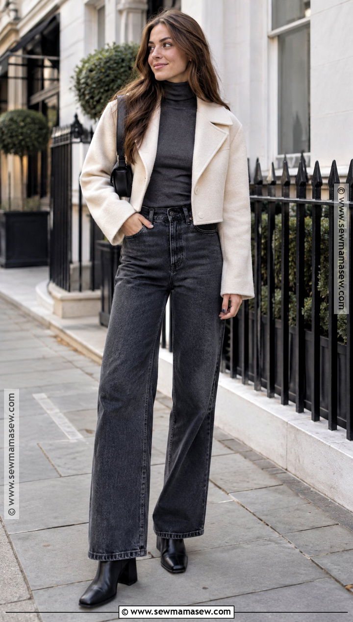 Cropped Coat With High Waisted Jeans - 15 autumn coat ideas for women 2026