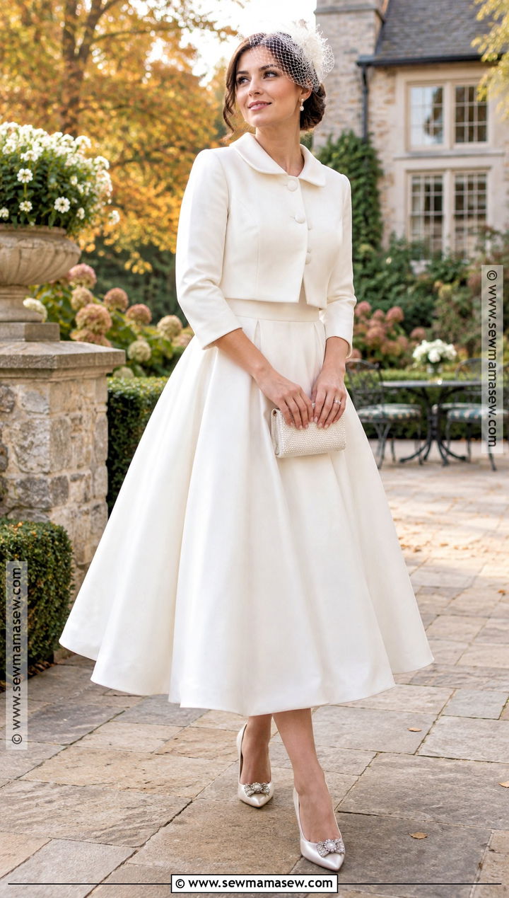 Cropped Coat With Tea Length Wedding Dress - 15 Wedding Dress Coat Fall Ideas