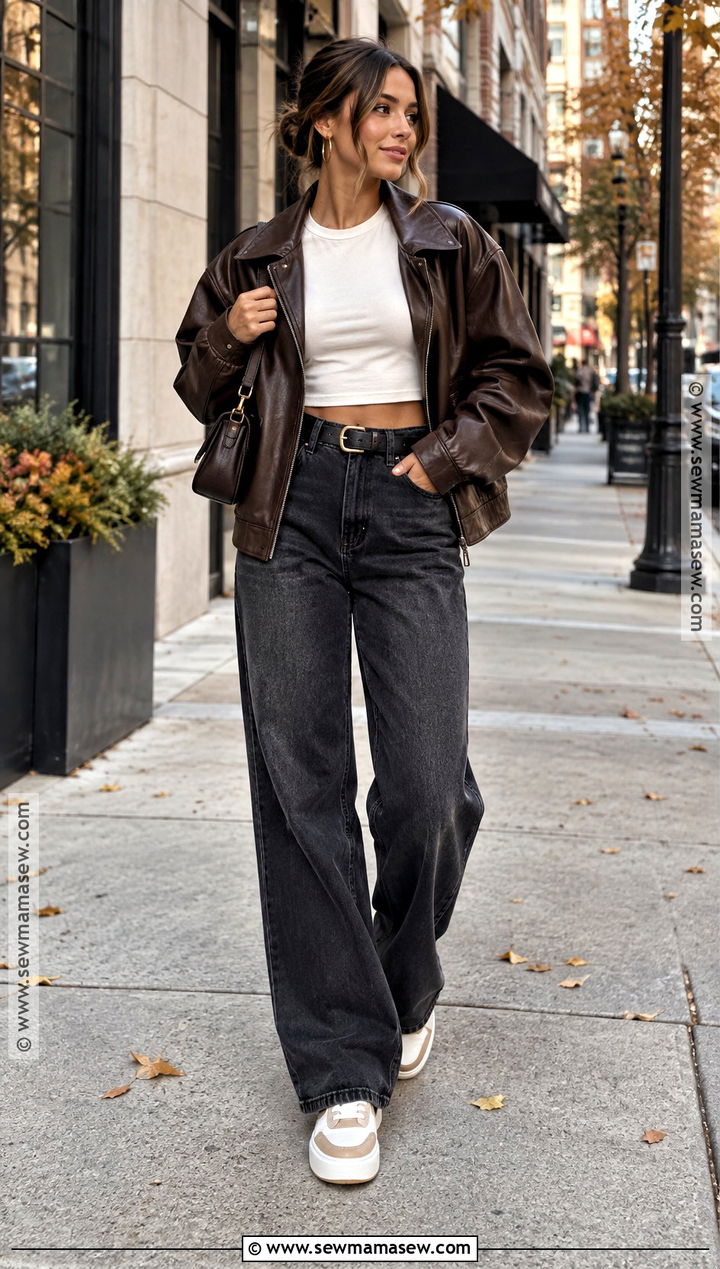 Cropped Fall Tee Shirt With High Waisted Jeans - 20 Fall Tee Shirts