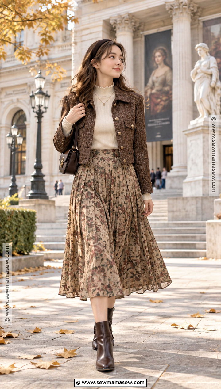 Cropped Jacket And Midi Skirt Shojo Girl Outfit - 15 Shojo Girl Fall Outfit Ideas