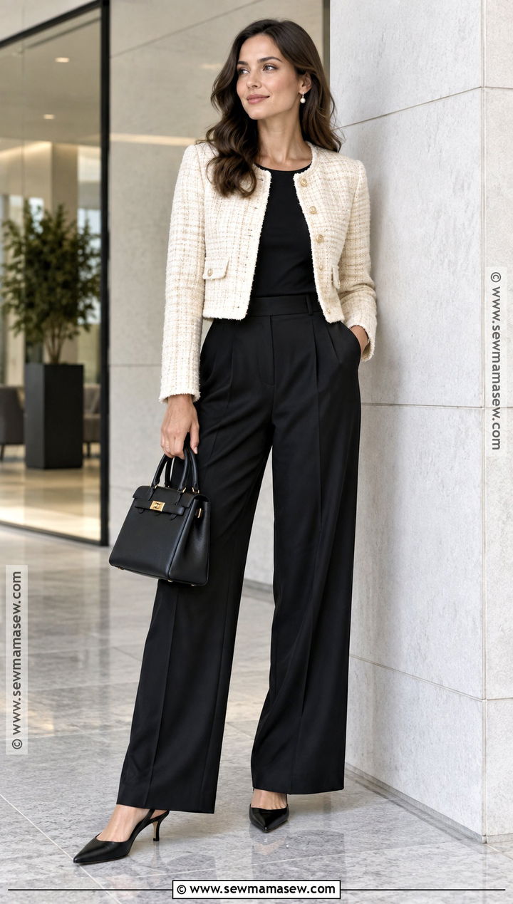 Cropped Jacket With High Waisted Pants - 20 fall work clothes
