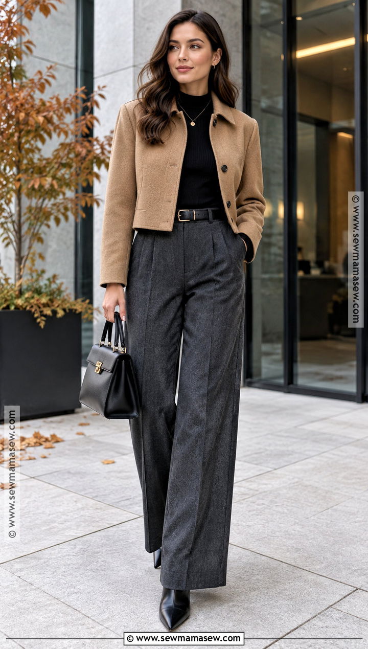 Cropped Jacket With Wide Leg Trousers - 30 fall jackets