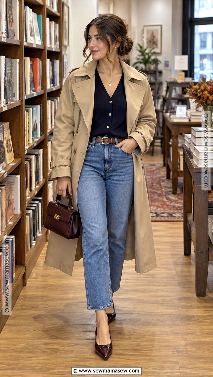 Cropped Jeans With Cardigan and Ballet Flats - 20 date night jeans outfit fall