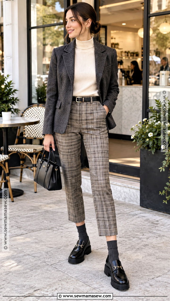 Cropped Plaid Pants With Loafers - 20 fall plaid pants