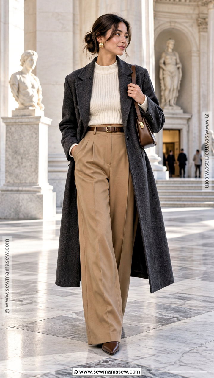 Cropped Sweater And High Waisted Trousers Fall Outfit - 25 datenight fall outfits