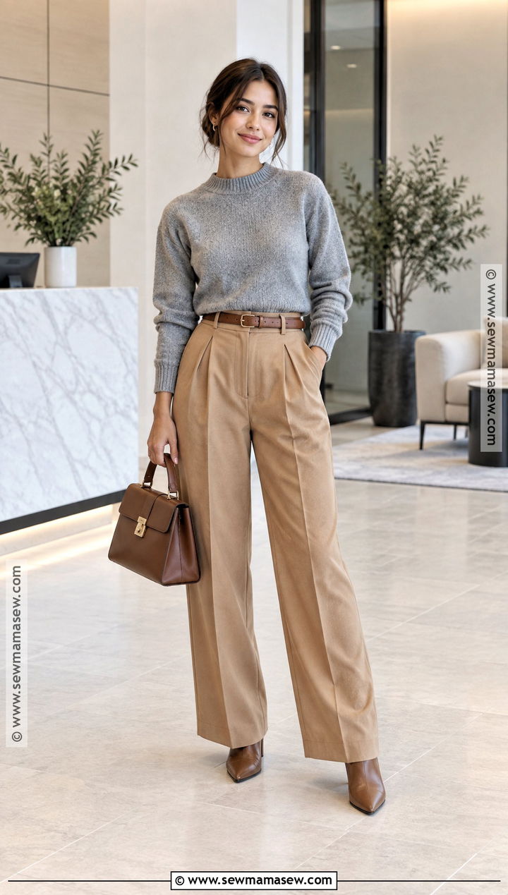 Cropped Sweater And High Waisted Trousers - 20 Sweater Weather Vibes Ideas