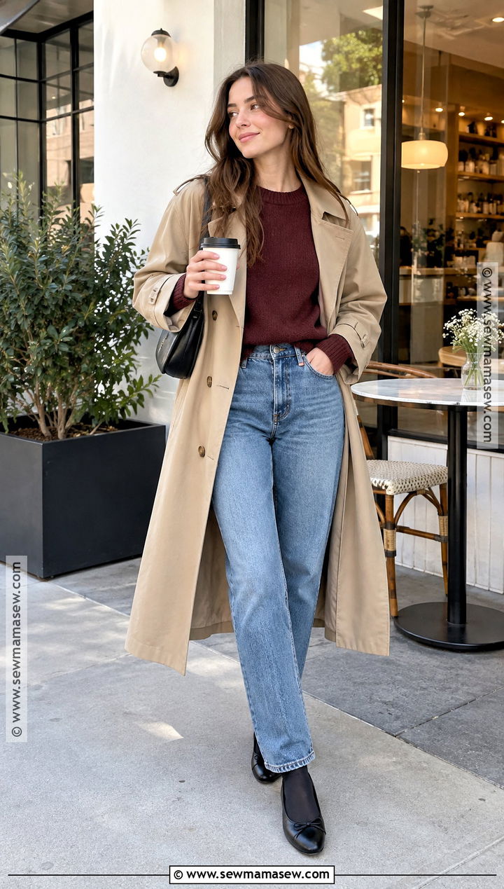 Cropped Sweater With High Waisted Jeans And Ballet Flats - 20 Fall Sweaters Outfits