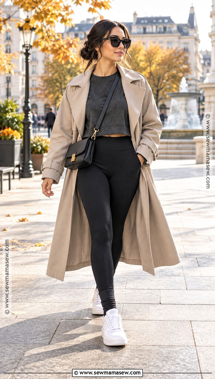 Cropped Sweatshirt And High Waisted Leggings Outfit - 15 Sweatshirt And Leggings Outfit Fall