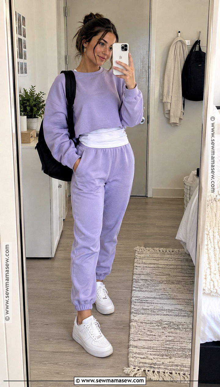 Cropped Sweatshirt And Joggers Back To School Outfit - 15 Back To School Sports Outfit Ideas