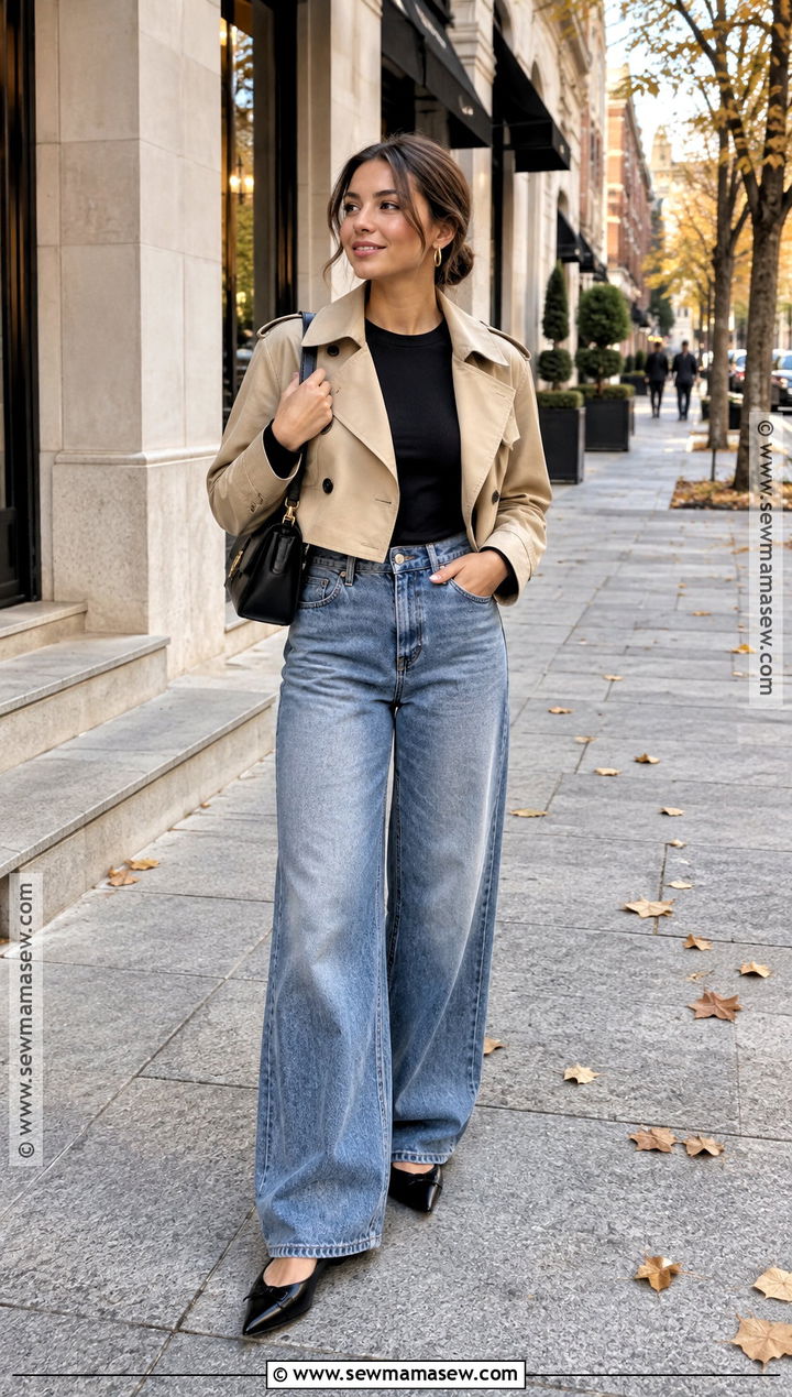 Cropped Trench Coat Outfit - 20 autumn coat ideas for women