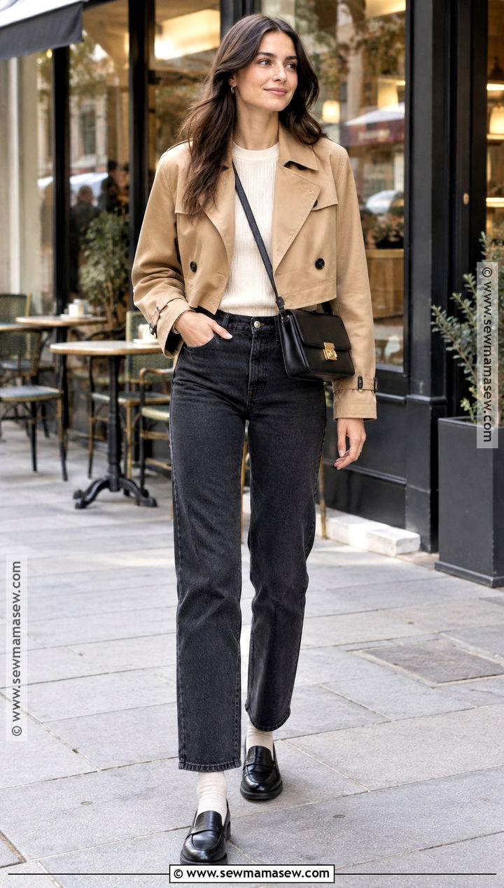 Cropped Trench Coat With Straight Leg Jeans - 25 autumn coats