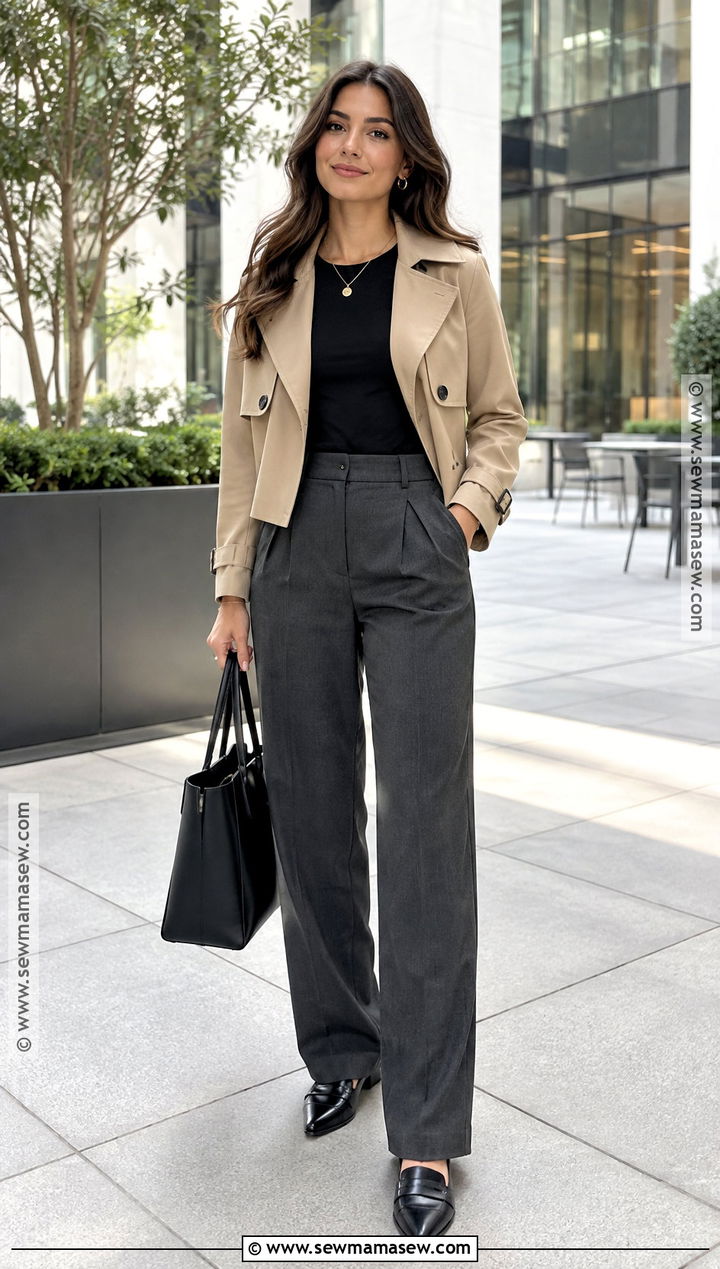 Cropped Trench Coat With Tailored Pants - 20 fall fashion coats