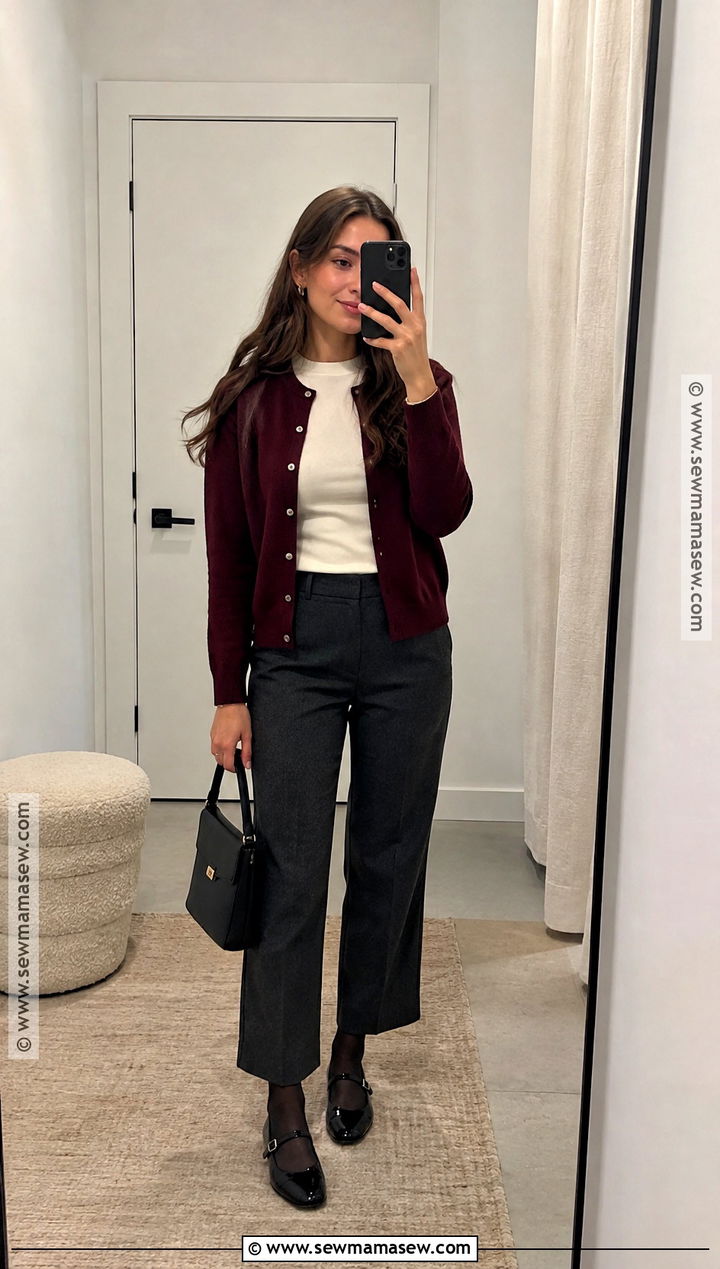Cropped Trousers With Cardigan And Mary Janes - 15 cropped pants fall outfit