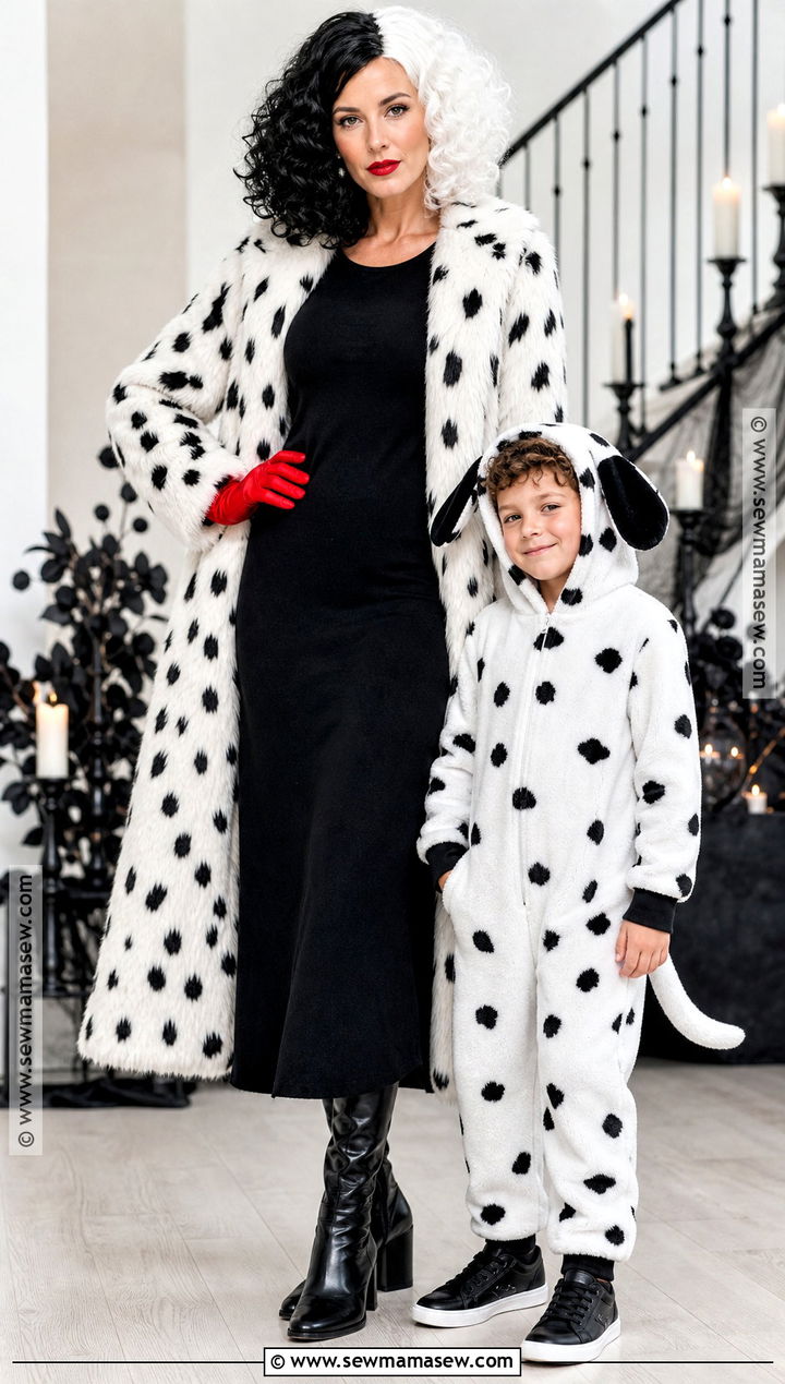 Cruella And Dalmatian Costume - 30 mom and son costume ideas