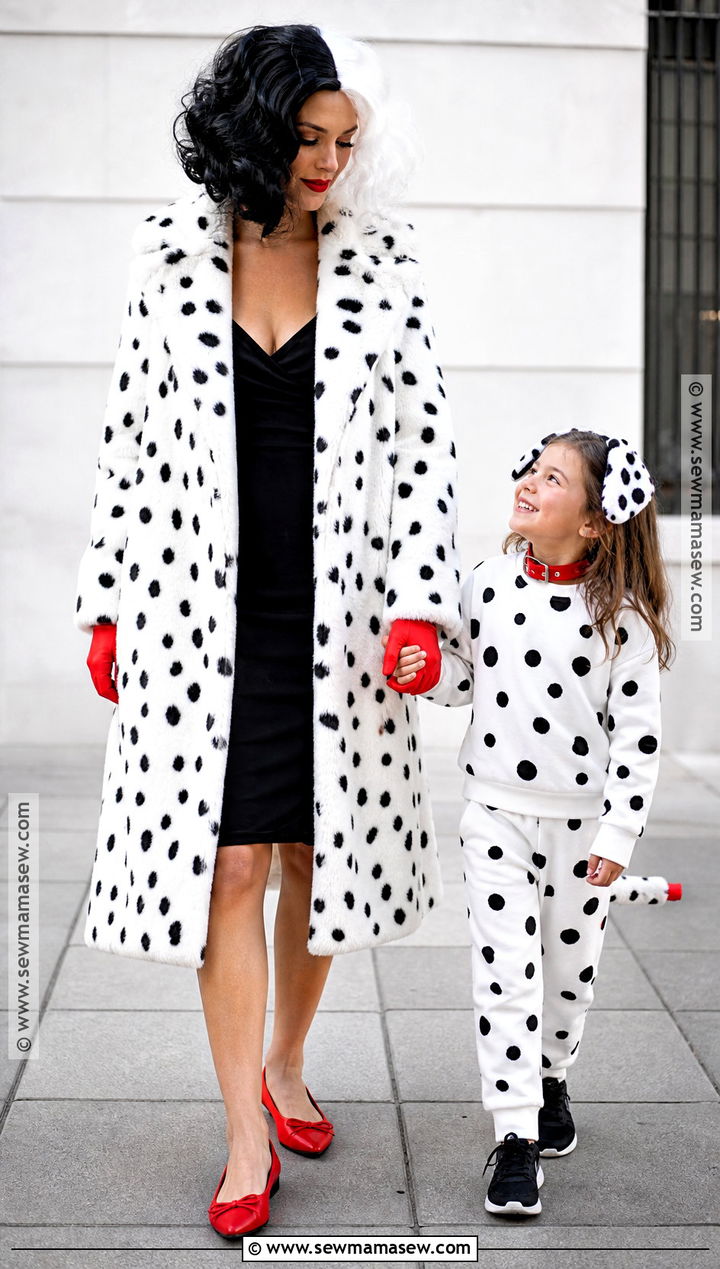Cruella And Dalmatian Costume - 30 mom daughter halloween costumes