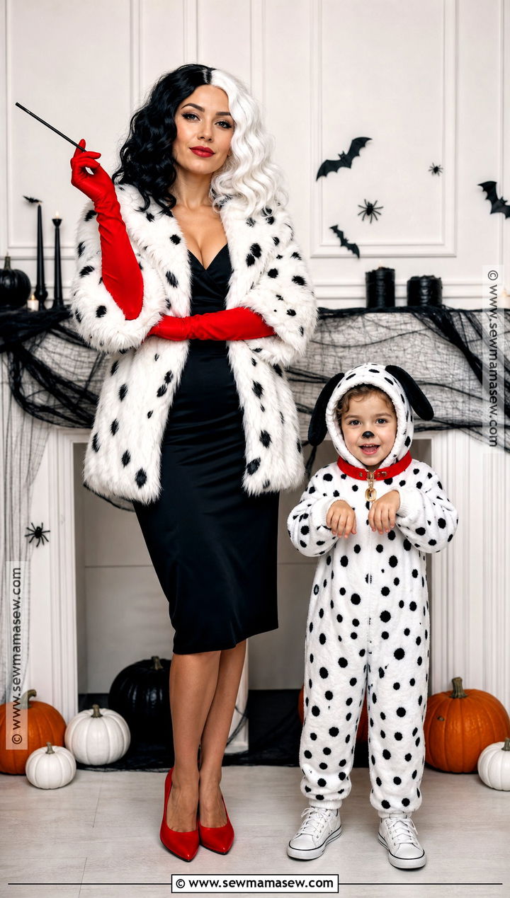 Cruella And Dalmatian Costume - 35 mommy and me halloween costumes