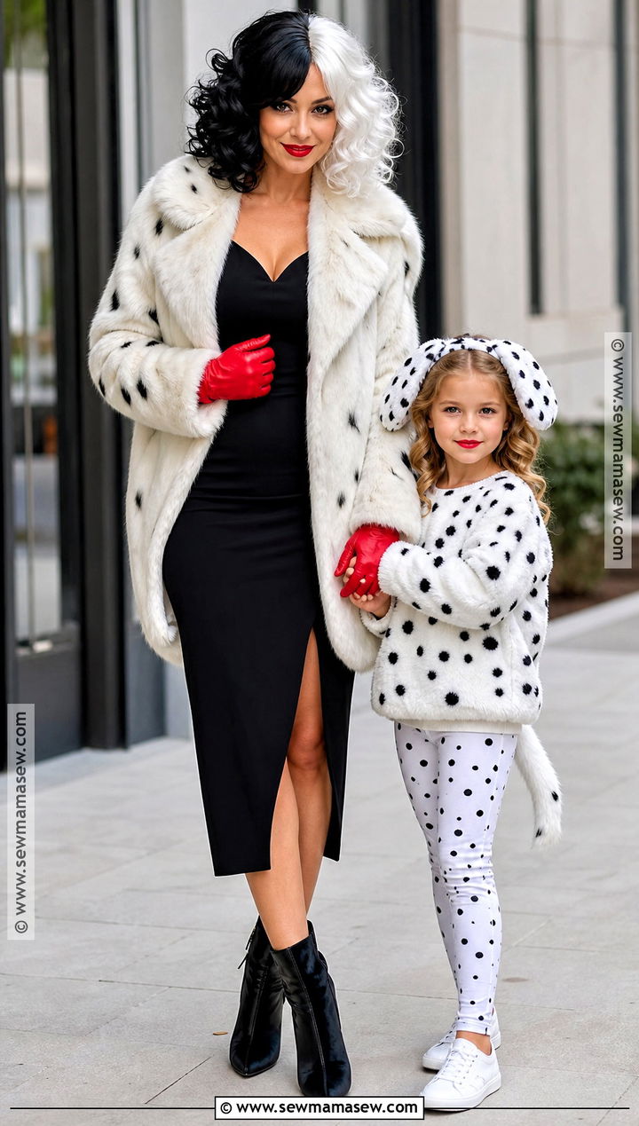 Cruella And Dalmatian Costume - 35 Mother Daughter Halloween Costumes