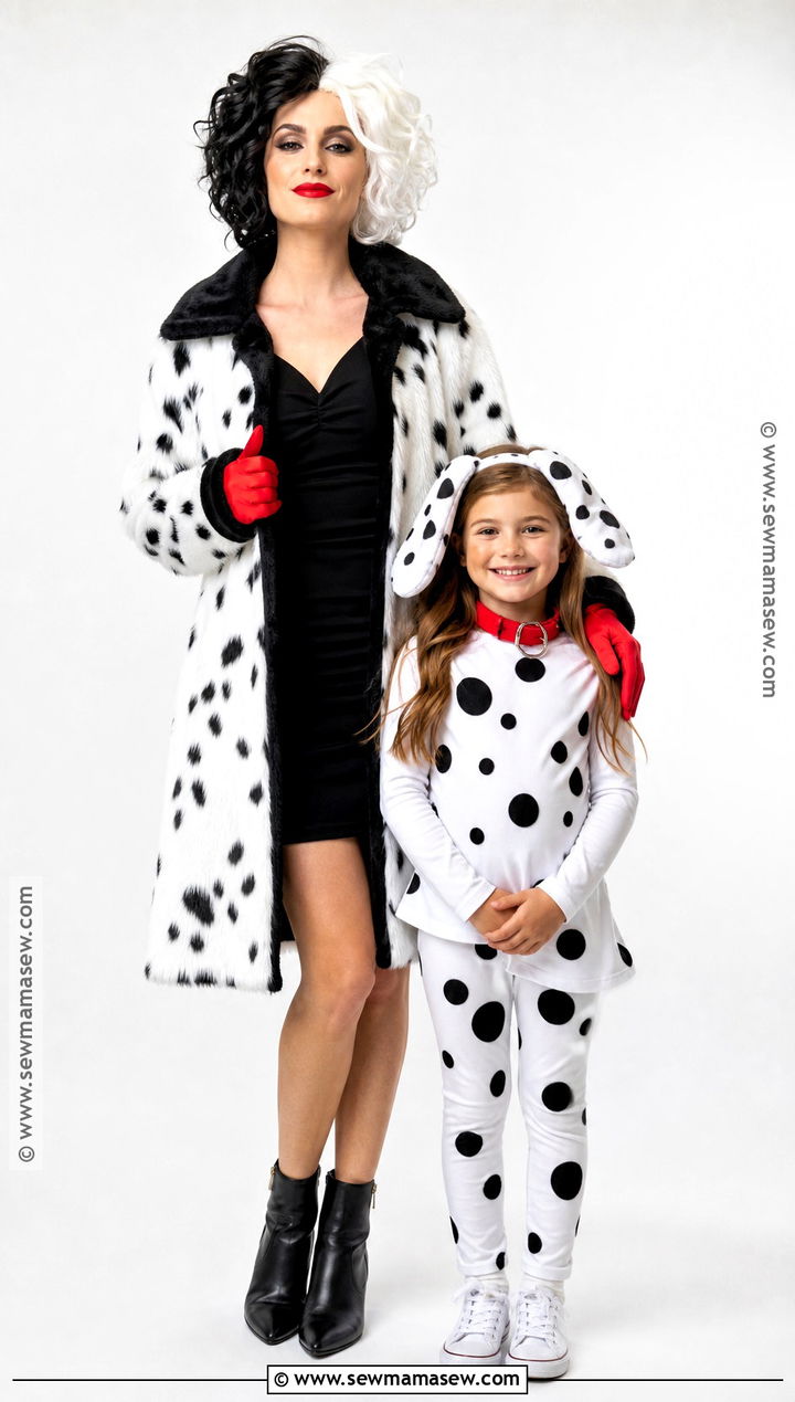 Cruella And Dalmatian Mom And Daughter Costume - 35 mom and daughter halloween costumes
