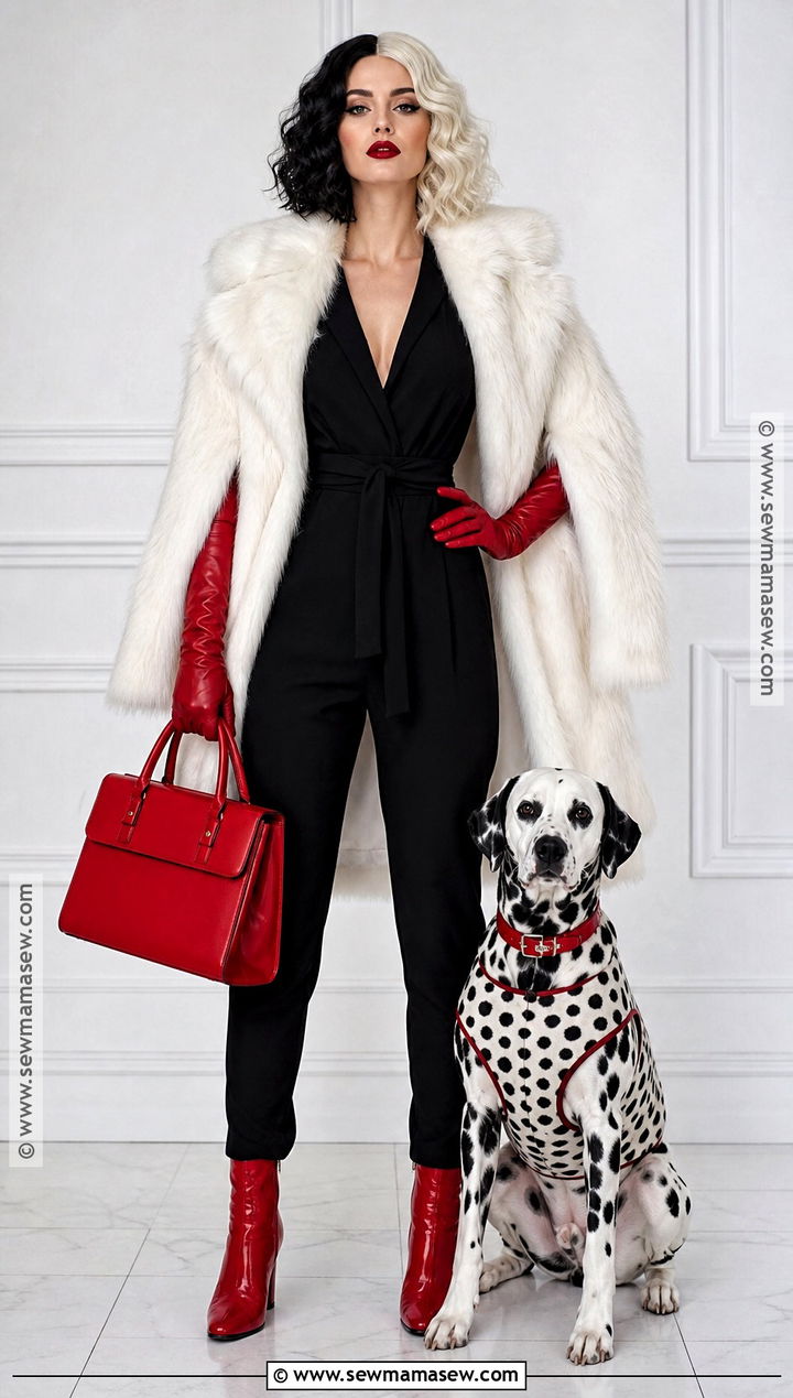 Cruella And Pet Dalmatian Duo Costume - 40 101 dalmations costume ideas