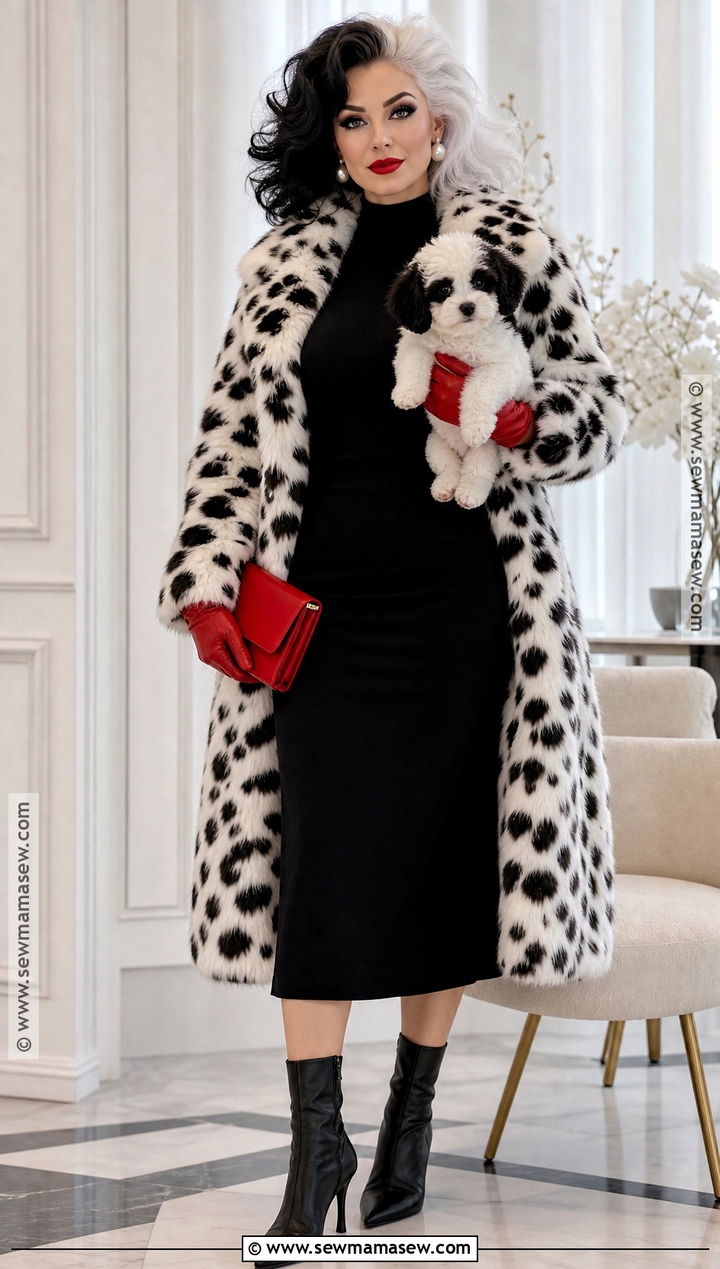 Cruella Costume With Black And White Coat - 30 disney dress up ideas