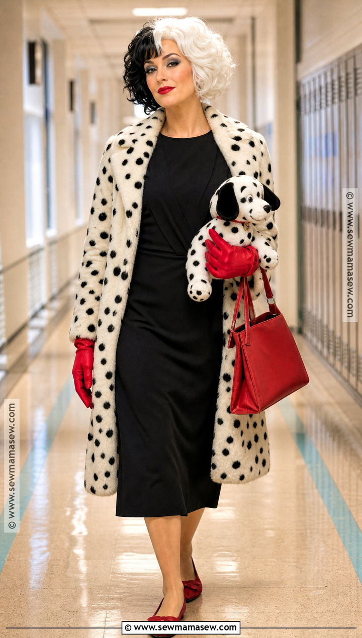 Cruella De Vil Costume With Black And White Coat - 40 world book day costumes for teachers