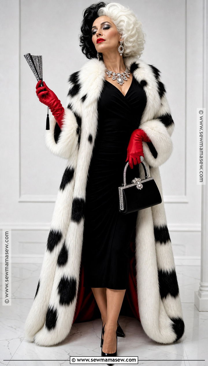 Cruella De Vil Costume With Black And White Coat - 30 Grown Ups Costume Ideas