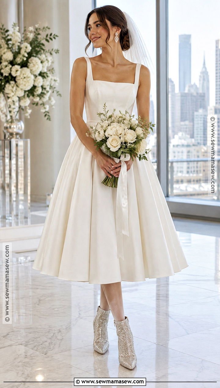 Crystal Ankle Boots With Tea Length Wedding Dress - 15 fall wedding boots for bride