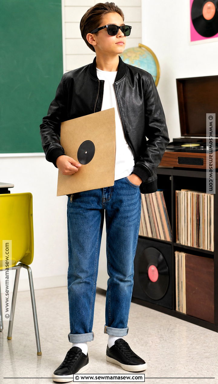 Cuffed Jeans And Leather Jacket 50th Day of School Outfit - 30 50th day of school dress up ideas