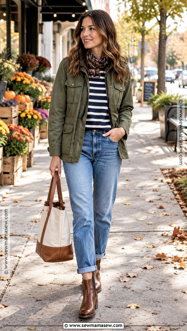 Cuffed Jeans With A Utility Jacket - 15 autumn jeans outfits 2026