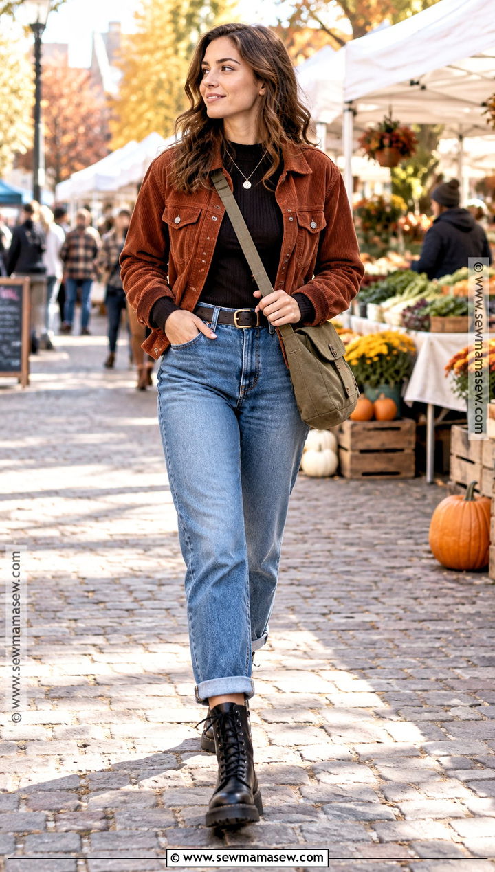 Cuffed Jeans With Lace Up Boots - 25 fall outfits boots