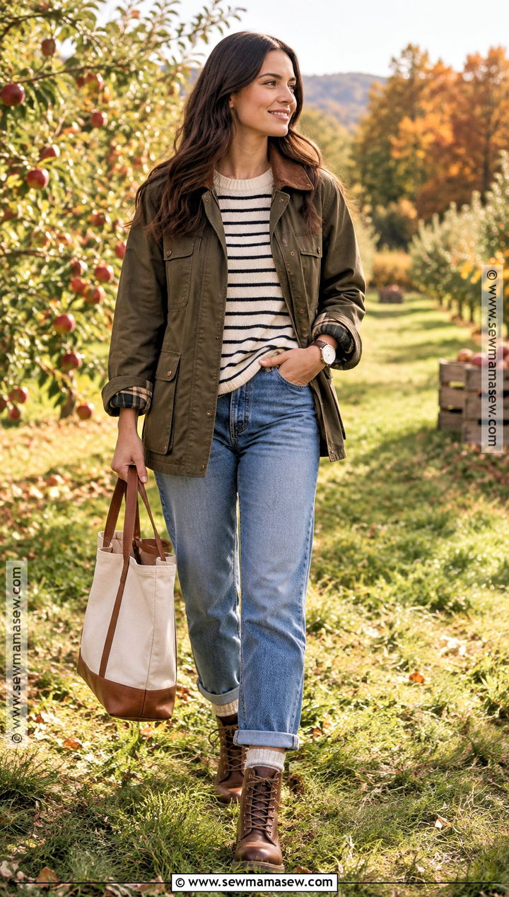 Cuffed Jeans With a Barn Jacket - 25 Fall Outfits With Jeans