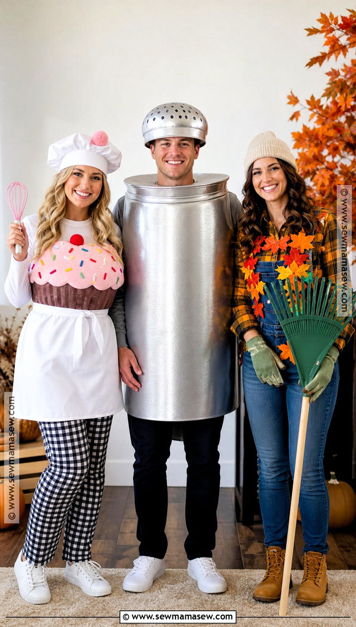 Cupcake Baker Salt Shaker And Leaf Raker Costume - 35 rhyme without reason costume 3 people ideas