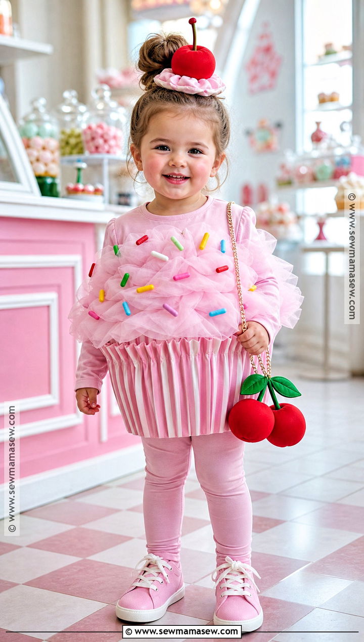 Cupcake Costume With Sprinkle Headpiece - 30 toddler girl costume ideas