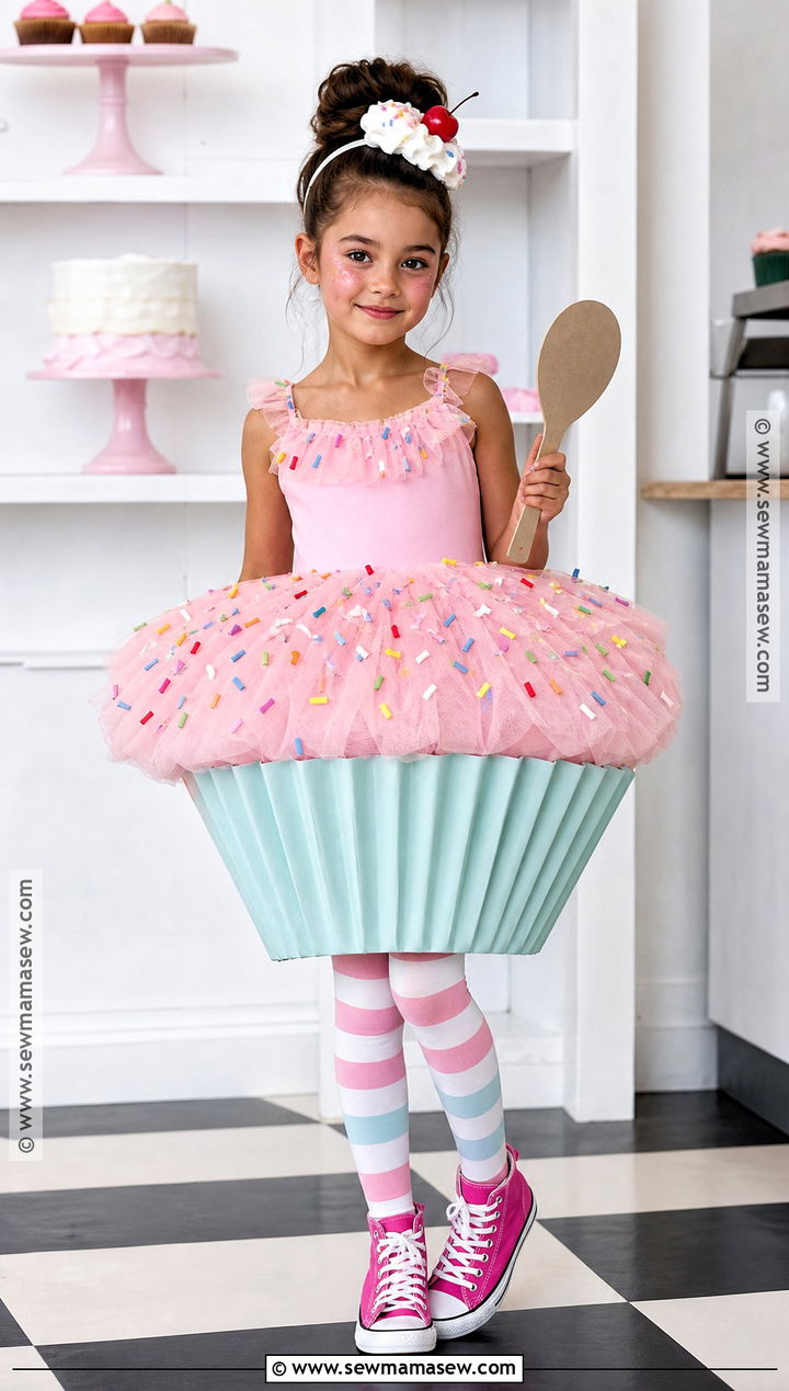 Cupcake Costume With Sprinkle Skirt - 30 Cute Girl Halloween Costumes