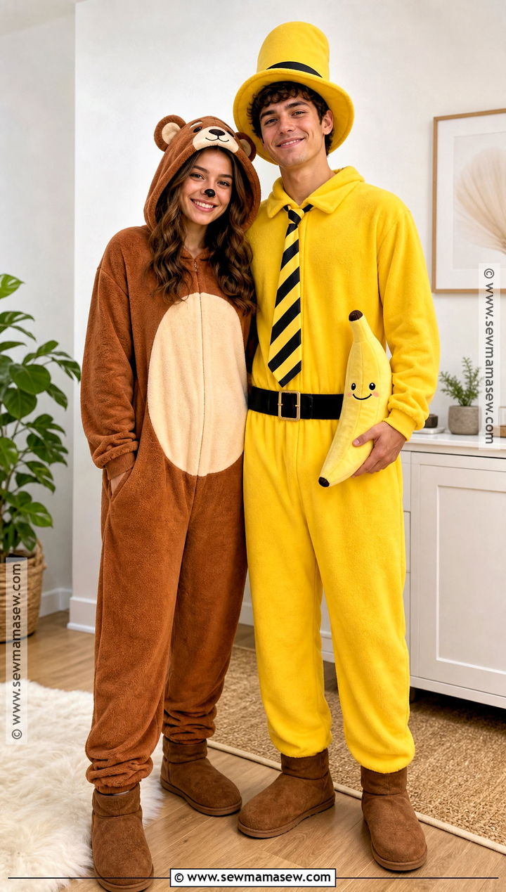 Curious George Onesie Couple Costume - 35 curious george couple costume ideas