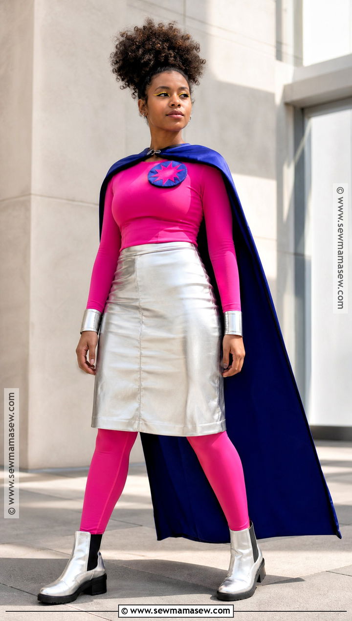Curly Superhero Costume With Bright Cape - 40 curly hair halloween costume ideas