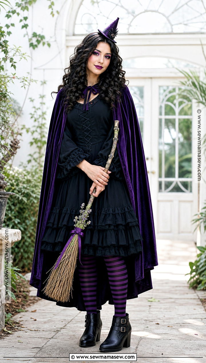 Curly Witch Costume With Purple Cape - 40 curly hair halloween costume ideas