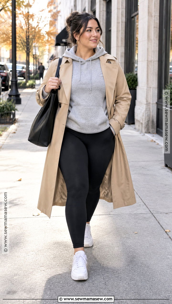 Curve Hoodie And Trench Coat Outfit - 20 Curve Fall Outfits