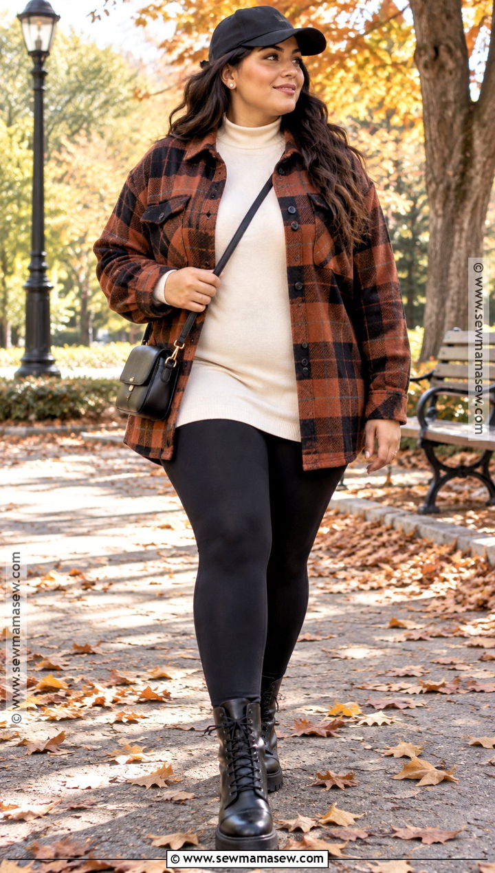 Curve Shacket And Leggings Outfit - 20 Curve Fall Outfits