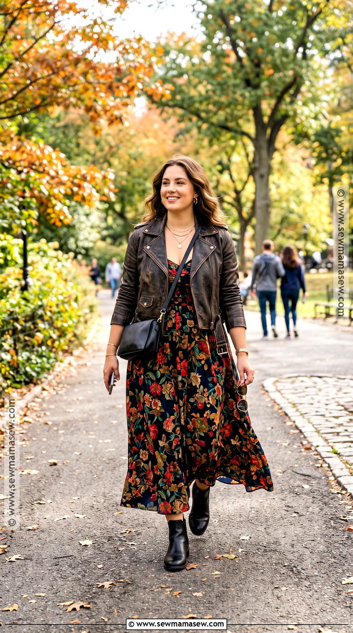 Curvy Fall Leather Jacket And Maxi Dress Outfit - 20 Curvy Outfits Fall