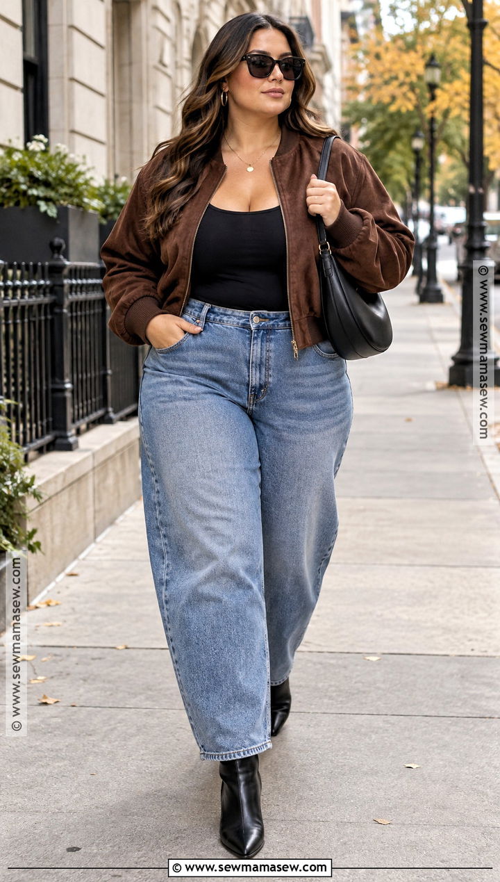 Curvy Fall Outfit With A Bomber Jacket - 15 curvey fall outfits
