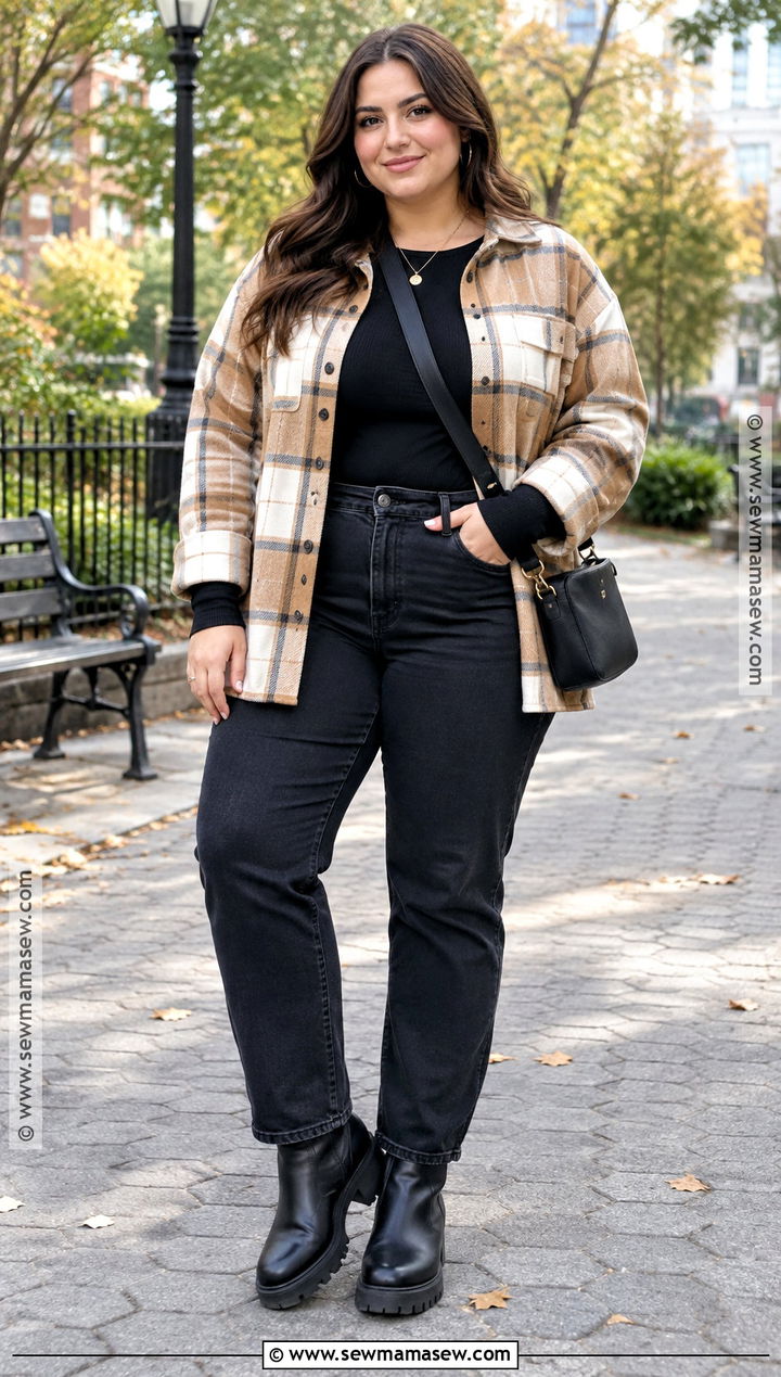 Curvy Fall Outfit With A Shacket - 15 curvey fall outfits