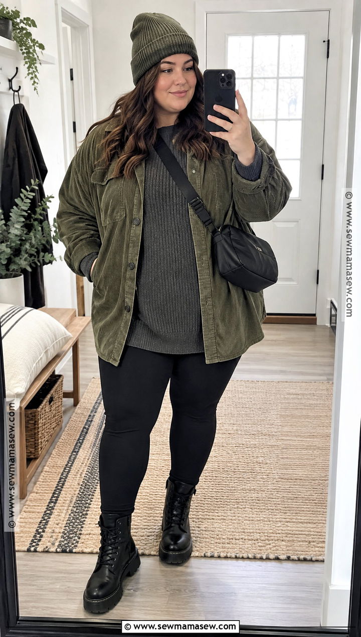 Curvy Fall Shacket And Leggings Outfit - 20 Curvy Outfits Fall